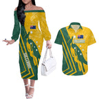 personalised-australia-soccer-couples-matching-off-the-shoulder-long-sleeve-dress-and-hawaiian-shirt-green-gold-go-socceroos