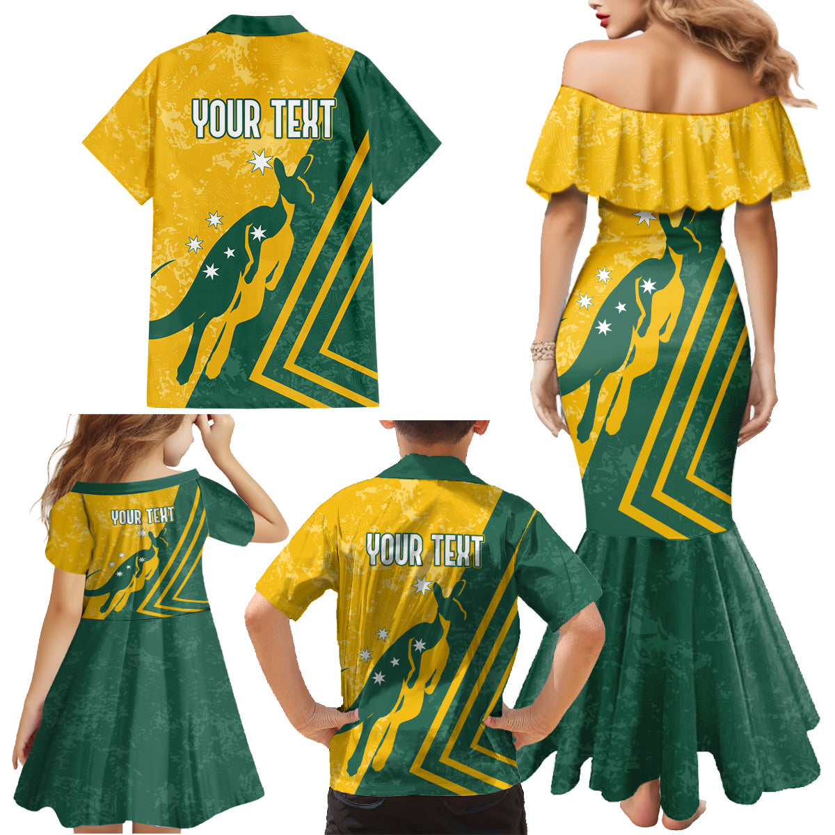 personalised-australia-soccer-family-matching-mermaid-dress-and-hawaiian-shirt-green-gold-go-socceroos