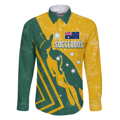 personalised-australia-soccer-family-matching-off-shoulder-long-sleeve-dress-and-hawaiian-shirt-green-gold-go-socceroos