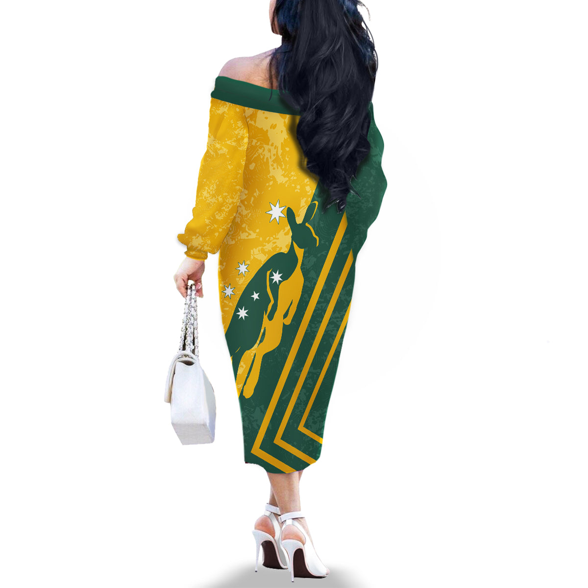 personalised-australia-soccer-family-matching-off-shoulder-long-sleeve-dress-and-hawaiian-shirt-green-gold-go-socceroos