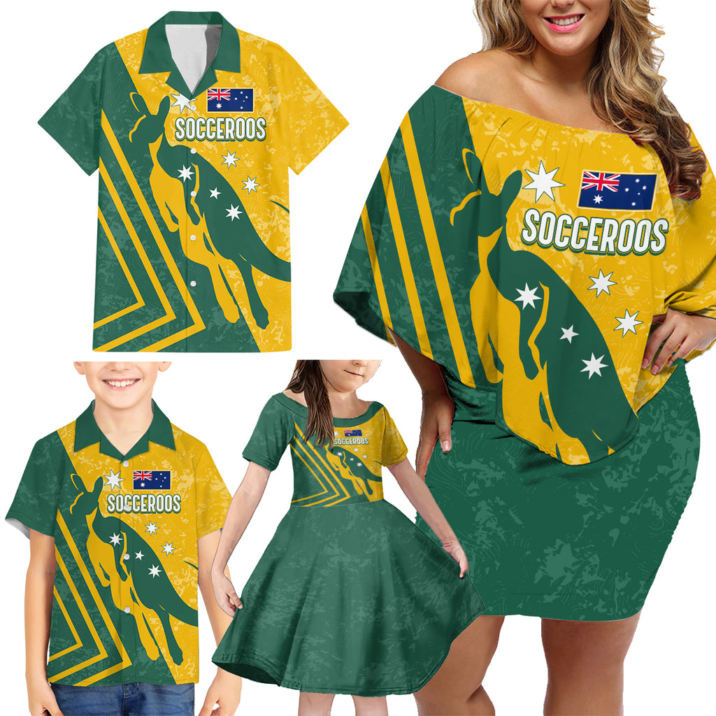 personalised-australia-soccer-family-matching-off-shoulder-short-dress-and-hawaiian-shirt-green-gold-go-socceroos
