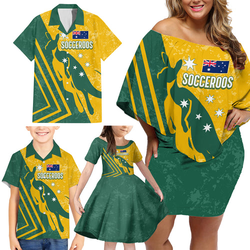 personalised-australia-soccer-family-matching-off-shoulder-short-dress-and-hawaiian-shirt-green-gold-go-socceroos