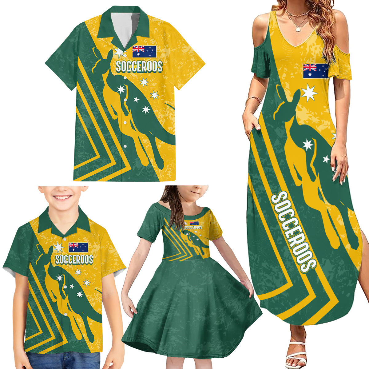 personalised-australia-soccer-family-matching-summer-maxi-dress-and-hawaiian-shirt-green-gold-go-socceroos