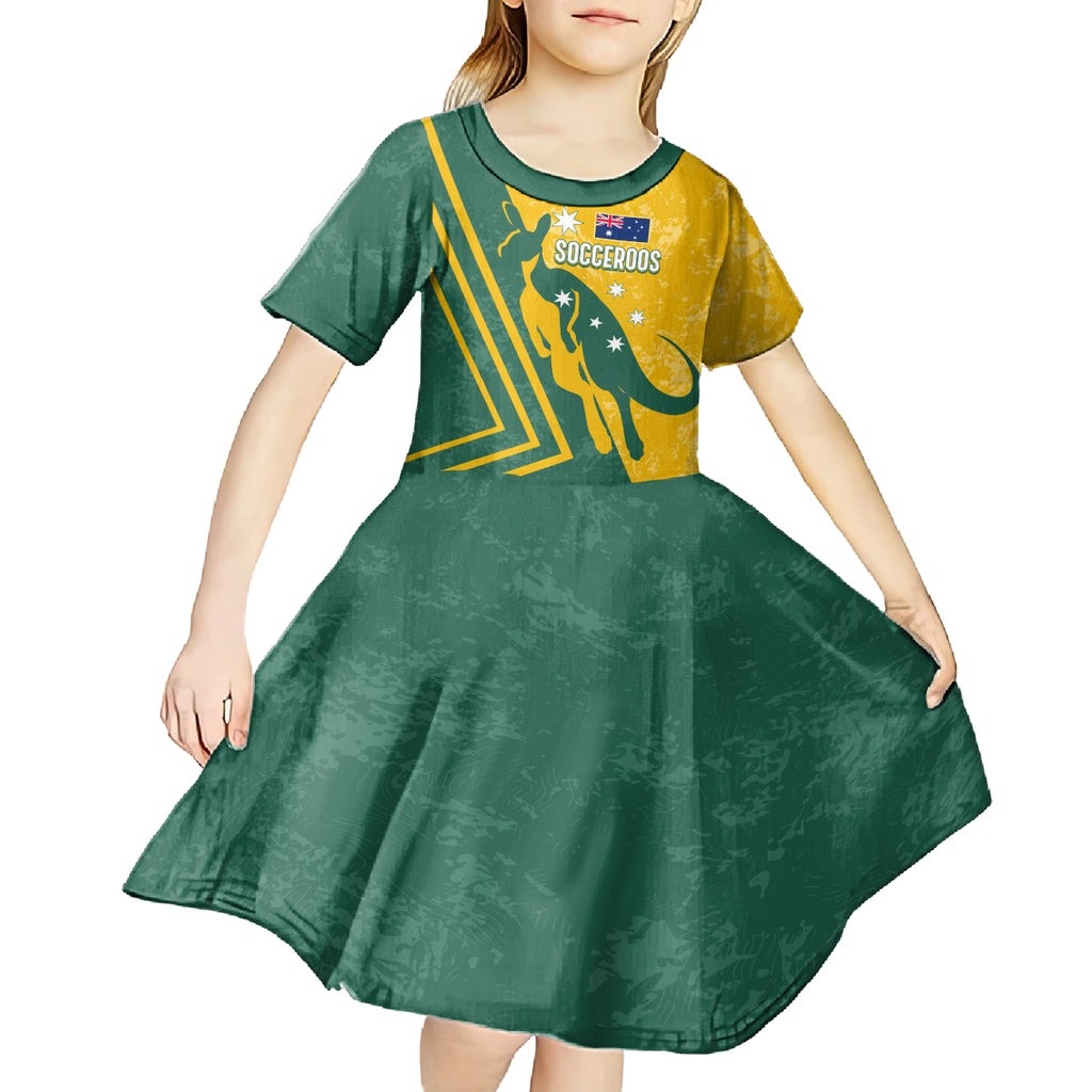 personalised-australia-soccer-kid-short-sleeve-dress-green-gold-go-socceroos