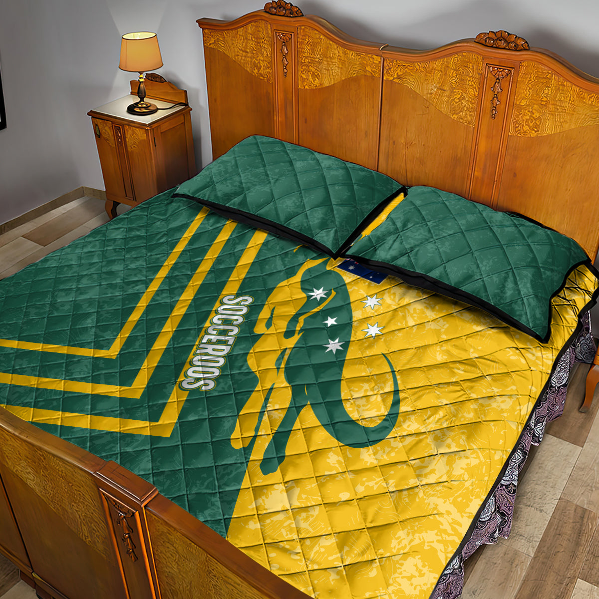 personalised-australia-soccer-quilt-bed-set-green-gold-go-socceroos