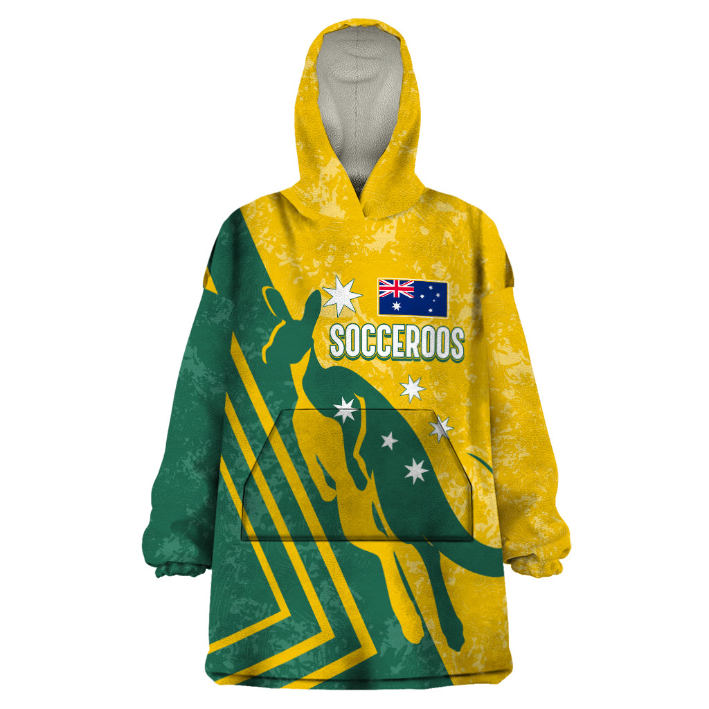 personalised-australia-soccer-wearable-blanket-hoodie-green-gold-go-socceroos