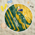 personalised-australia-socceroos-indigenous-beach-blanket-green-gold