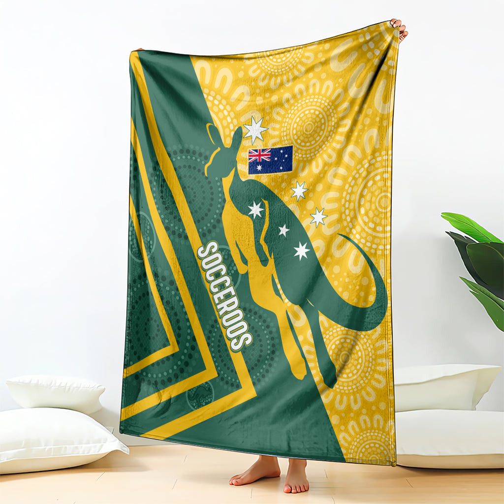 personalised-australia-socceroos-indigenous-blanket-green-gold