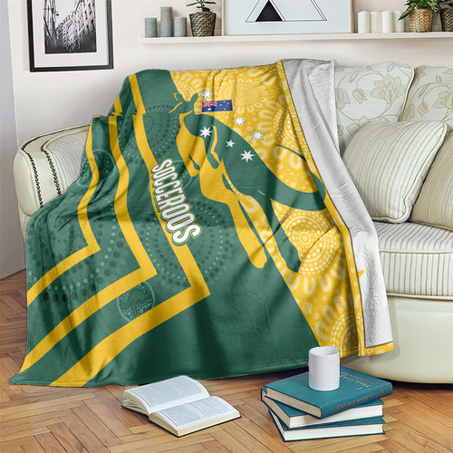 personalised-australia-socceroos-indigenous-blanket-green-gold