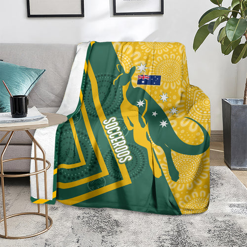 personalised-australia-socceroos-indigenous-blanket-green-gold