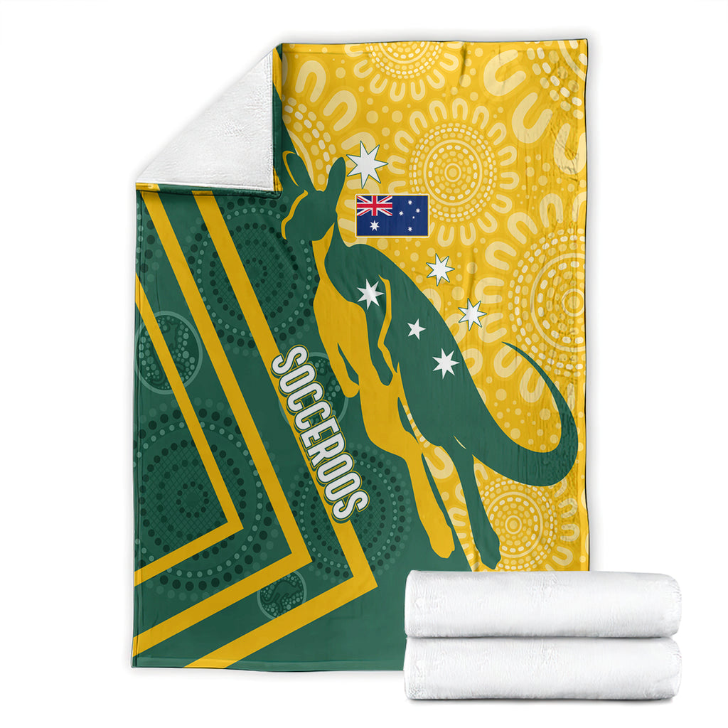 personalised-australia-socceroos-indigenous-blanket-green-gold