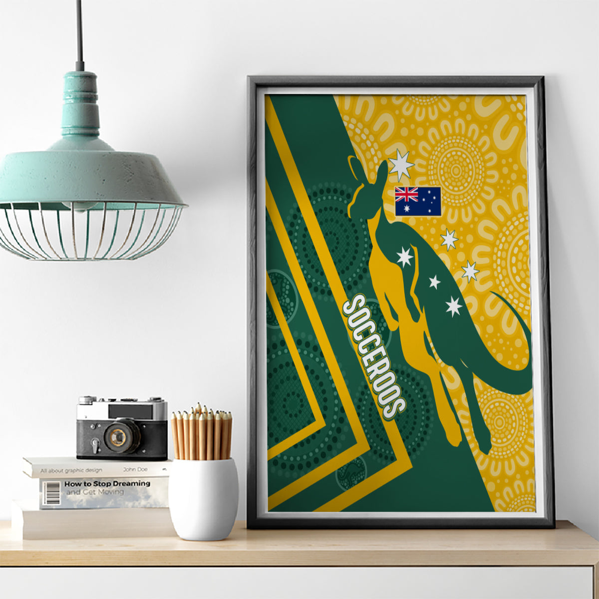 personalised-australia-socceroos-indigenous-canvas-wall-art-green-gold