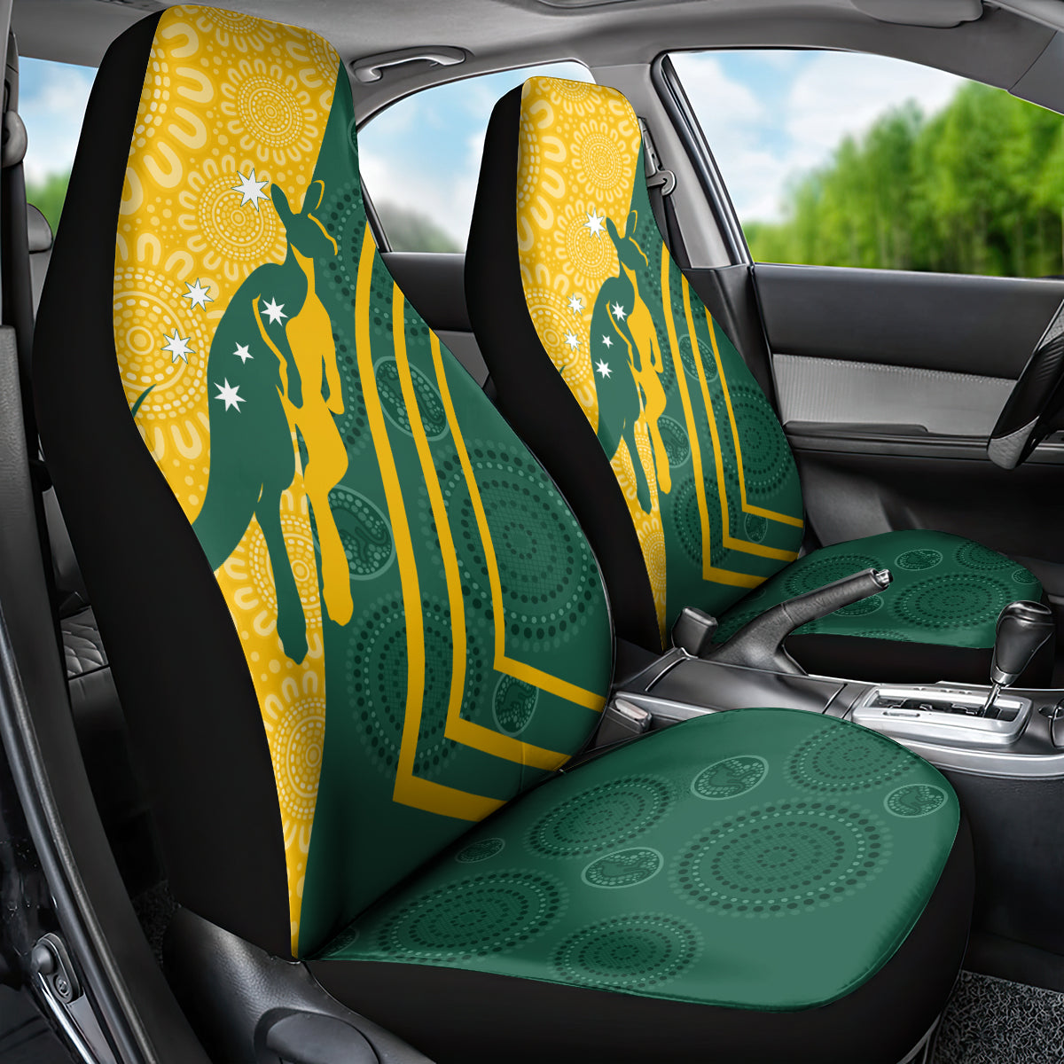 personalised-australia-socceroos-indigenous-car-seat-cover-green-gold