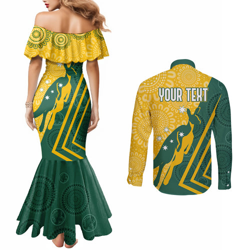 personalised-australia-socceroos-indigenous-couples-matching-mermaid-dress-and-long-sleeve-button-shirt-green-gold