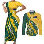 personalised-australia-socceroos-indigenous-couples-matching-short-sleeve-bodycon-dress-and-long-sleeve-button-shirt-green-gold