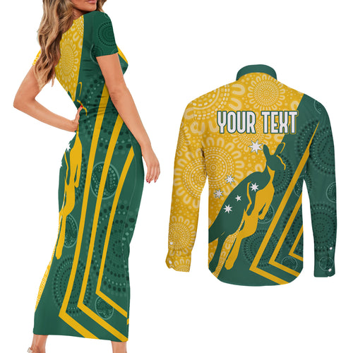 personalised-australia-socceroos-indigenous-couples-matching-short-sleeve-bodycon-dress-and-long-sleeve-button-shirt-green-gold