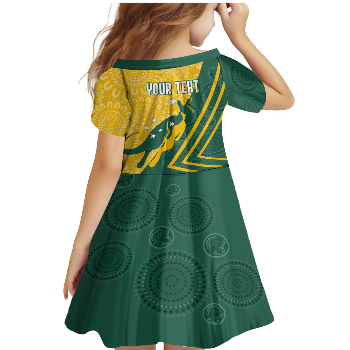 personalised-australia-socceroos-indigenous-family-matching-mermaid-dress-and-hawaiian-shirt-green-gold