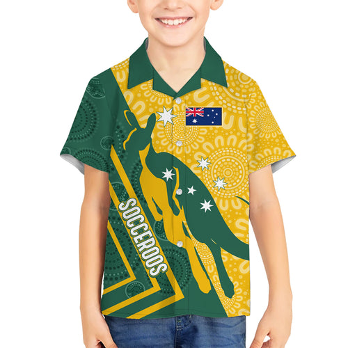 personalised-australia-socceroos-indigenous-family-matching-off-shoulder-maxi-dress-and-hawaiian-shirt-green-gold