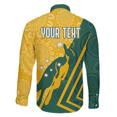 personalised-australia-socceroos-indigenous-family-matching-off-shoulder-short-dress-and-hawaiian-shirt-green-gold