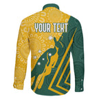 personalised-australia-socceroos-indigenous-family-matching-short-sleeve-bodycon-dress-and-hawaiian-shirt-green-gold