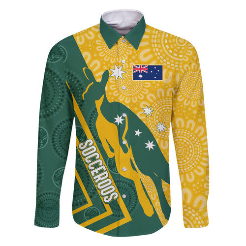 personalised-australia-socceroos-indigenous-family-matching-summer-maxi-dress-and-hawaiian-shirt-green-gold