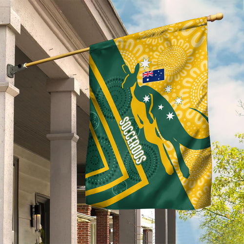 personalised-australia-socceroos-indigenous-garden-flag-green-gold