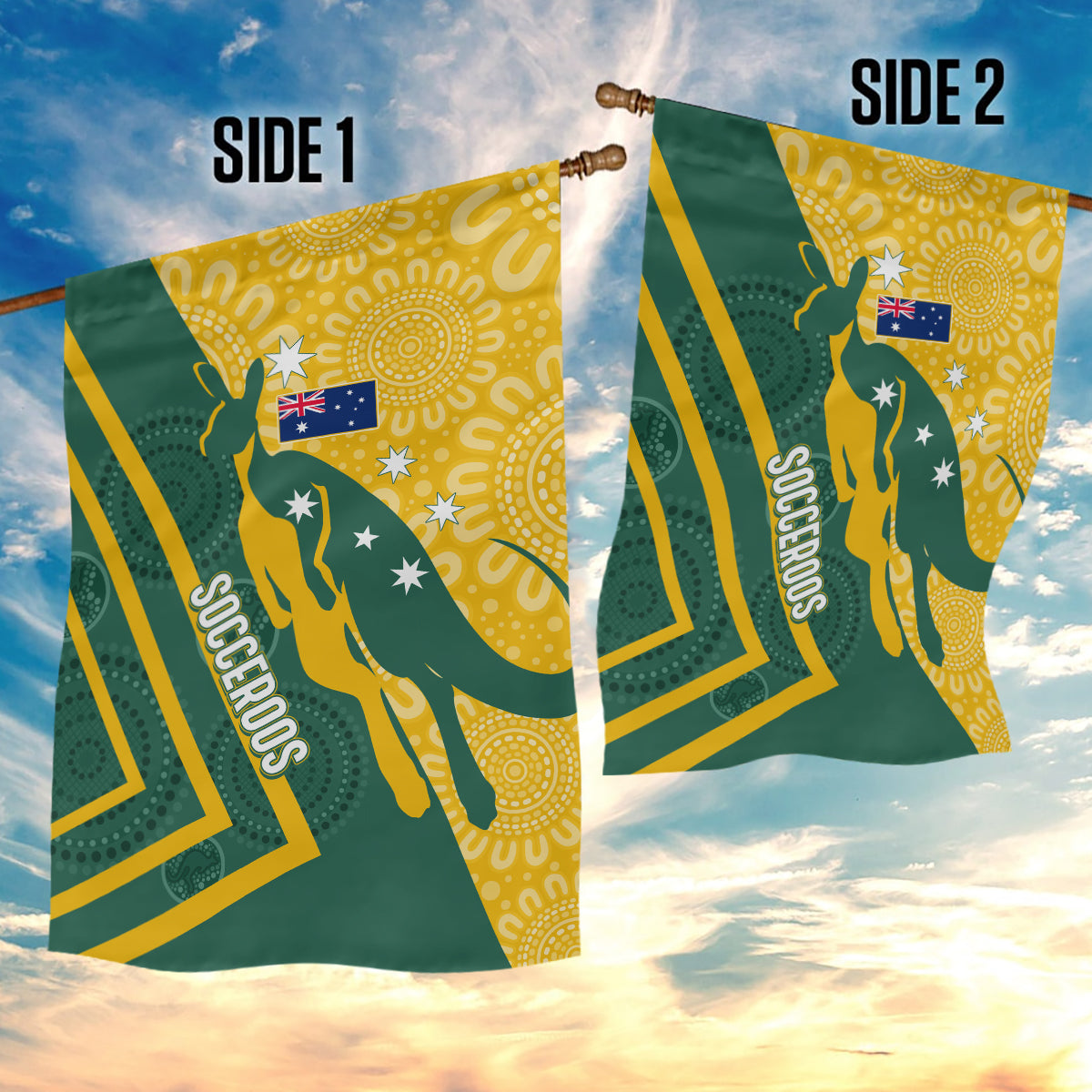 personalised-australia-socceroos-indigenous-garden-flag-green-gold
