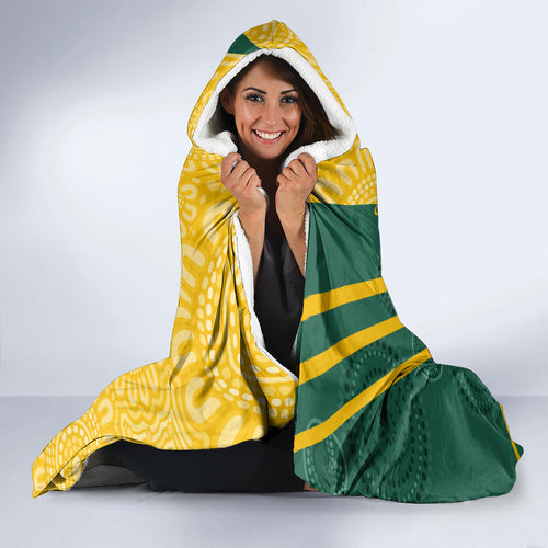 personalised-australia-socceroos-indigenous-hooded-blanket-green-gold