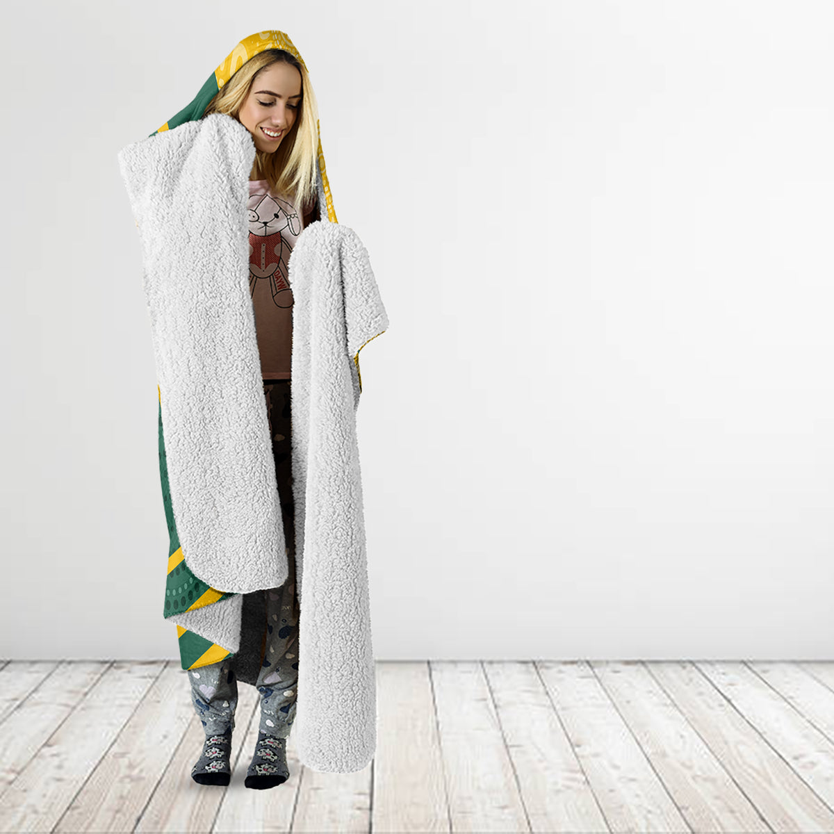 personalised-australia-socceroos-indigenous-hooded-blanket-green-gold
