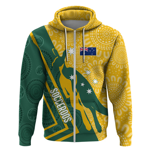 personalised-australia-socceroos-indigenous-hoodie-green-gold