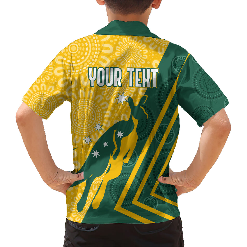 personalised-australia-socceroos-indigenous-kid-hawaiian-shirt-green-gold