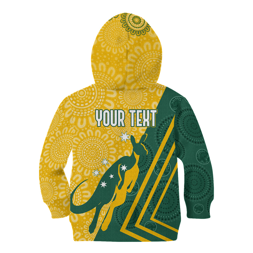 personalised-australia-socceroos-indigenous-kid-hoodie-green-gold