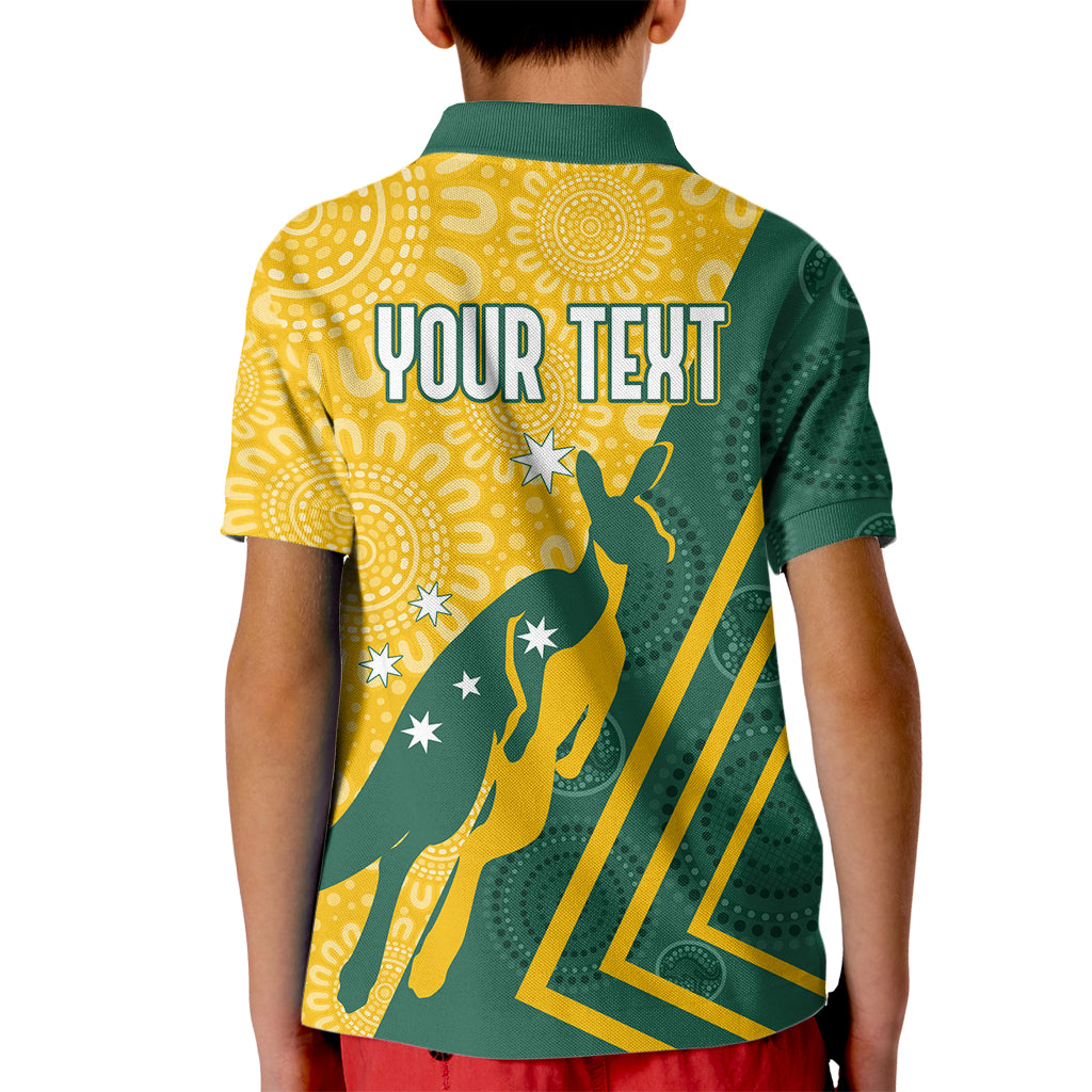 personalised-australia-socceroos-indigenous-kid-polo-shirt-green-gold