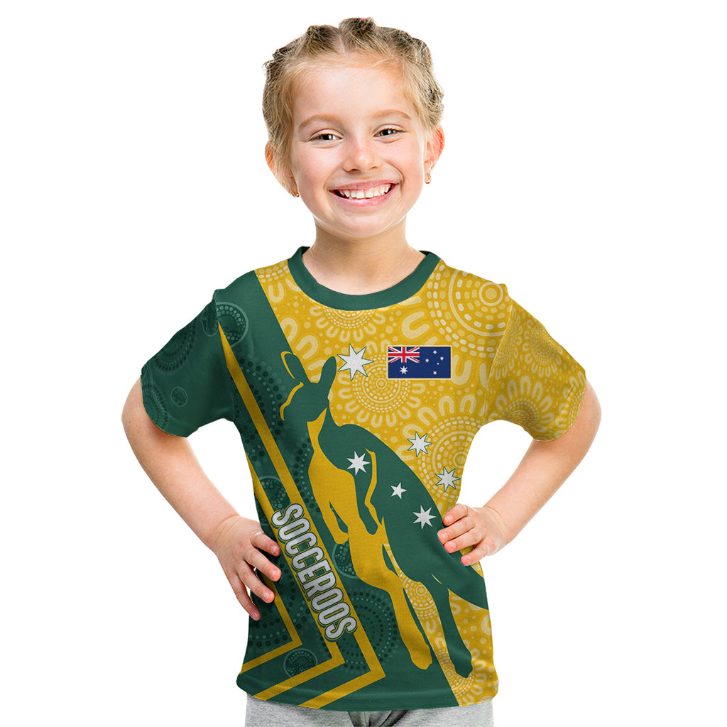 personalised-australia-socceroos-indigenous-kid-t-shirt-green-gold