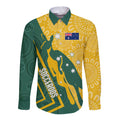 personalised-australia-socceroos-indigenous-long-sleeve-button-shirt-green-gold