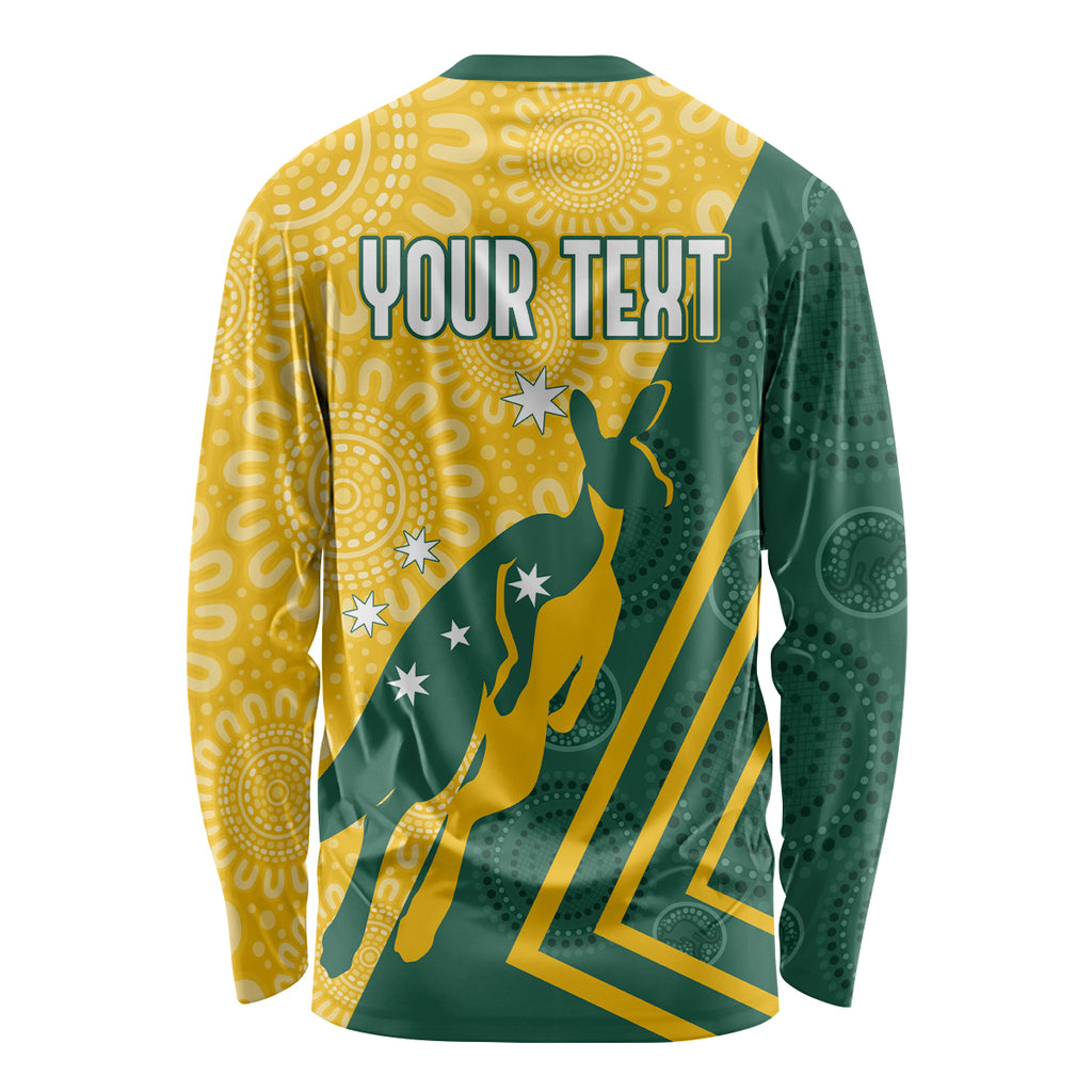 personalised-australia-socceroos-indigenous-long-sleeve-shirt-green-gold