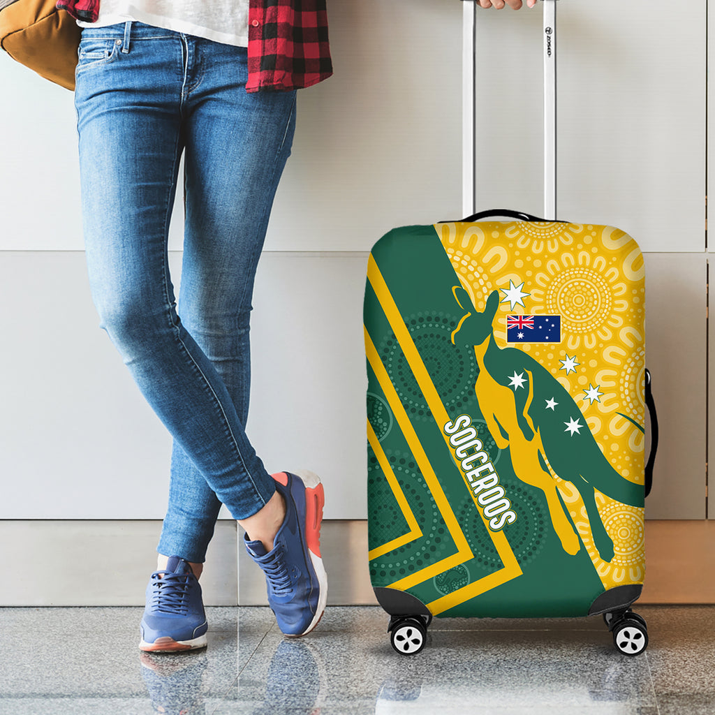 personalised-australia-socceroos-indigenous-luggage-cover-green-gold