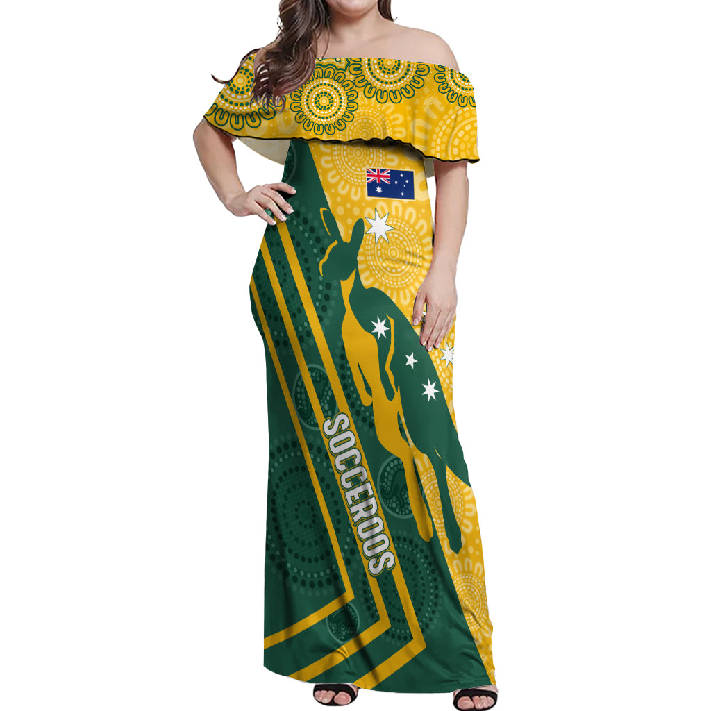 personalised-australia-socceroos-indigenous-off-shoulder-maxi-dress-green-gold