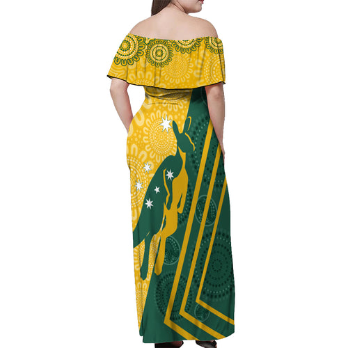 personalised-australia-socceroos-indigenous-off-shoulder-maxi-dress-green-gold