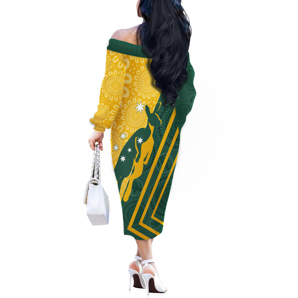 personalised-australia-socceroos-indigenous-off-the-shoulder-long-sleeve-dress-green-gold
