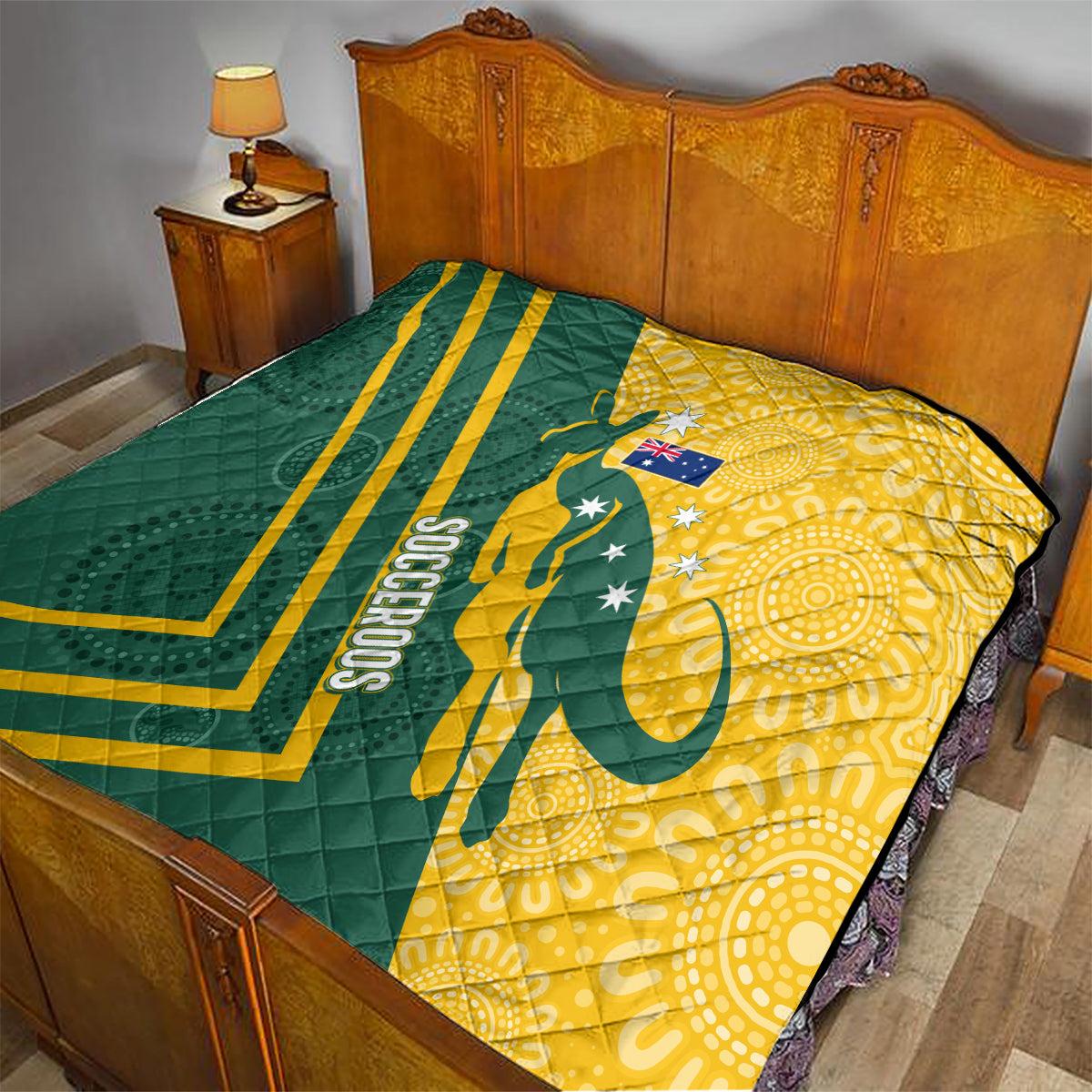 personalised-australia-socceroos-indigenous-quilt-green-gold