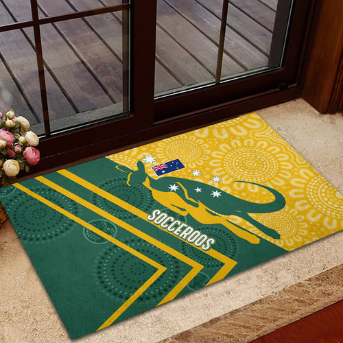 personalised-australia-socceroos-indigenous-rubber-doormat-green-gold