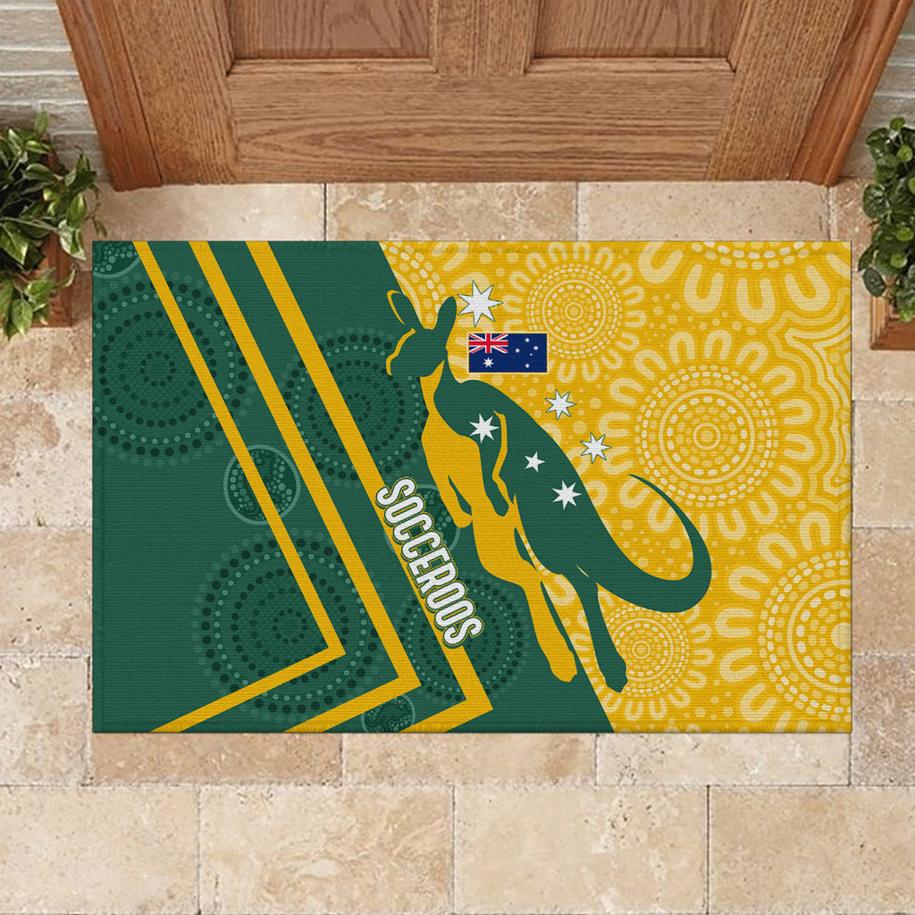 personalised-australia-socceroos-indigenous-rubber-doormat-green-gold