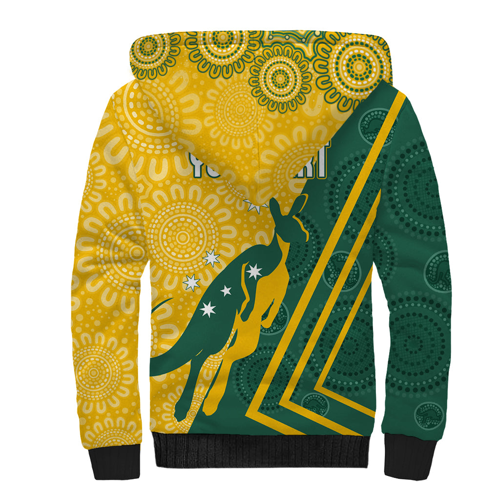 personalised-australia-socceroos-indigenous-sherpa-hoodie-green-gold