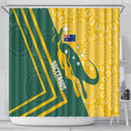 personalised-australia-socceroos-indigenous-shower-curtain-green-gold