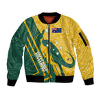 personalised-australia-socceroos-indigenous-sleeve-zip-bomber-jacket-green-gold