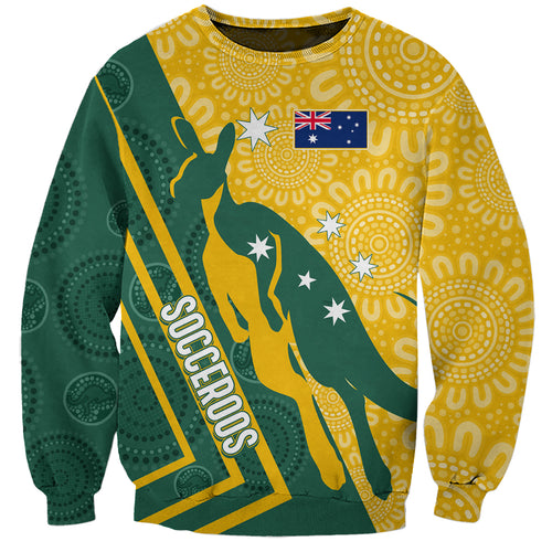personalised-australia-socceroos-indigenous-sweatshirt-green-gold