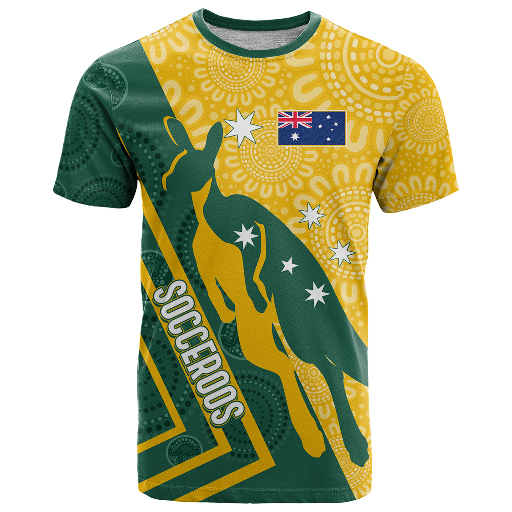 personalised-australia-socceroos-indigenous-t-shirt-green-gold
