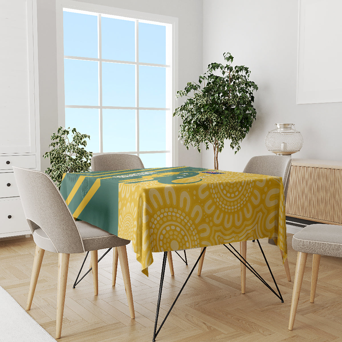 personalised-australia-socceroos-indigenous-tablecloth-green-gold