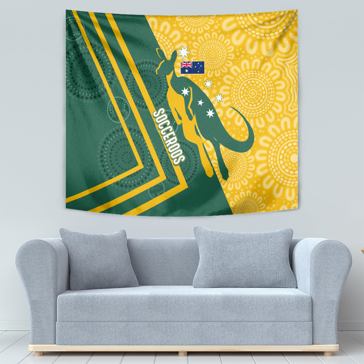 personalised-australia-socceroos-indigenous-tapestry-green-gold